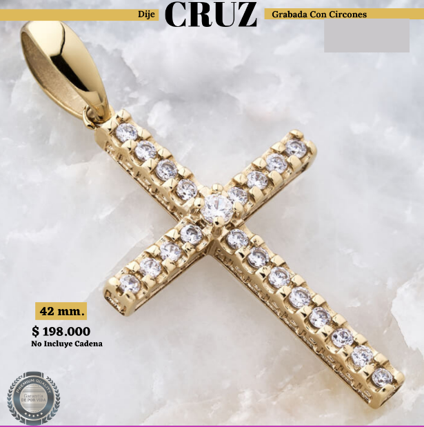 DIJE CRUZ GRABADA CON CIRCONES