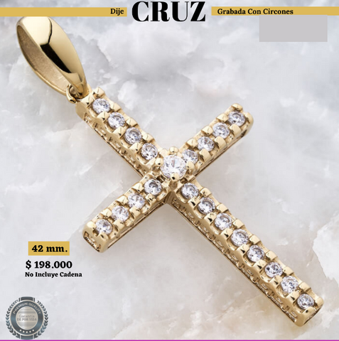DIJE CRUZ GRABADA CON CIRCONES