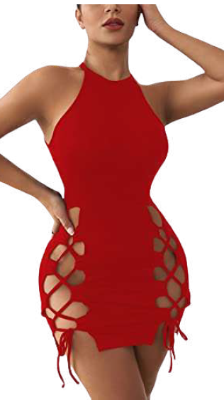 VESTIDO TRENZA A LOS LADOS ROJO